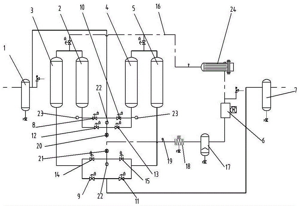 四塔吸附干燥系統(tǒng)的制作方法附圖